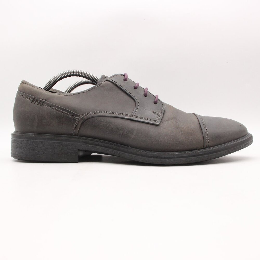 Ecco Knoxville Men's Eu 44 Captoe Oxfords Dress Dark Gray Leather Purple Laces